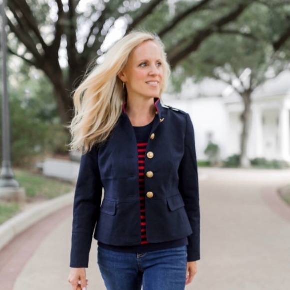 TALBOTS Women’s Classic Modest Navy Compact Military Twill Cotton Jacket Size 2 - Picture 4 of 12